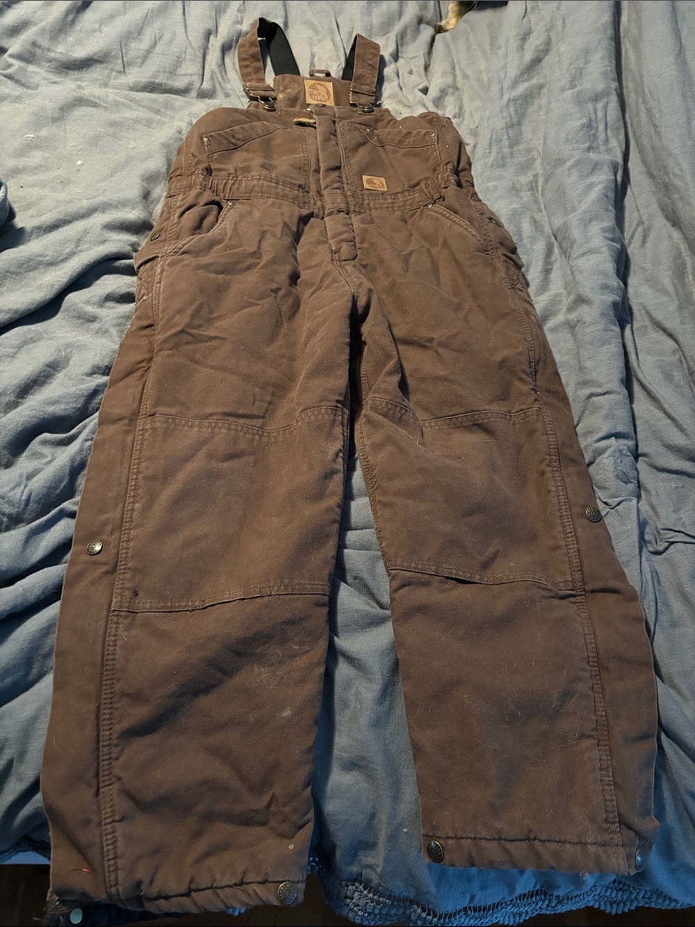 Kids Brown Insulated Bib Overalls with Adjustable Straps